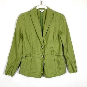J. Jill Olive Green Cotton Blend Blazer